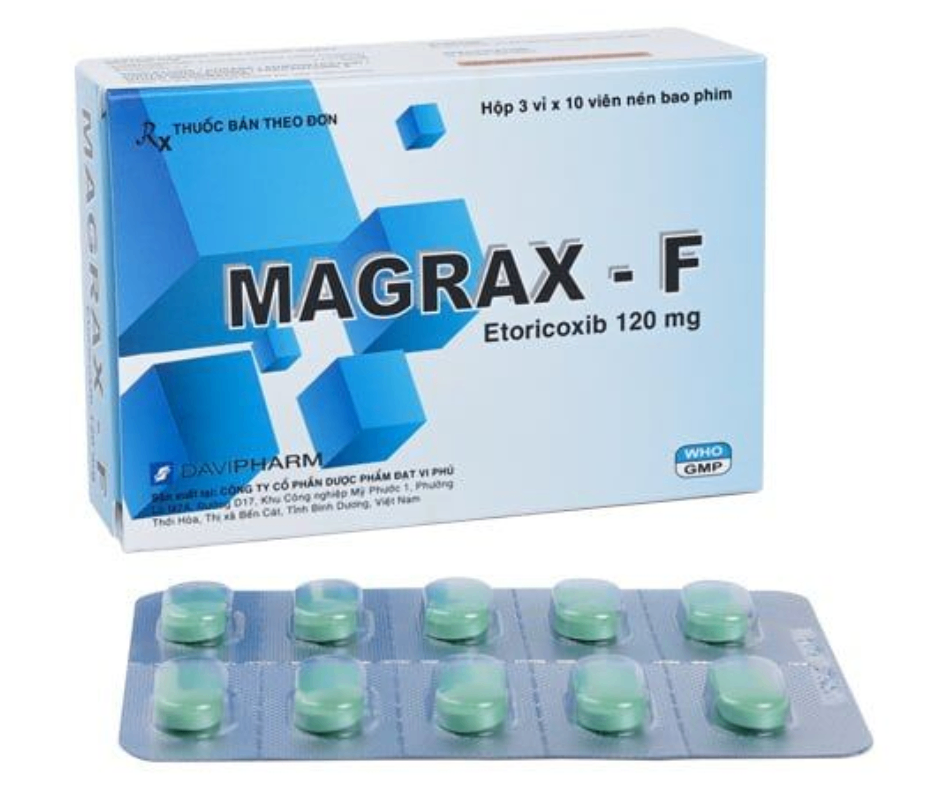 4650. Magrax-F - (Etoricoxib 120mg) - [Thùng 256 Hộp; Hộp 3 Vỉ; Vỉ 10 Viên] Davipharm - Việt Nam