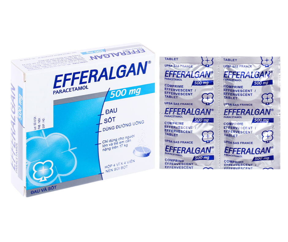 4403. Efferalgan 500Mg - (Paracetamol 500mg) - [Thùng 100 hộp; hộp 4 vỉ; vỉ 4 viên] Upsa Sas - Pháp