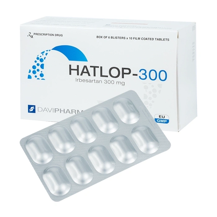 4618. Hatlop-300 - (Irbesartan  300mg) - [Thùng 90 hộp; hộp 6 vỉ; vỉ 10 viên] Davipharm - Việt Nam