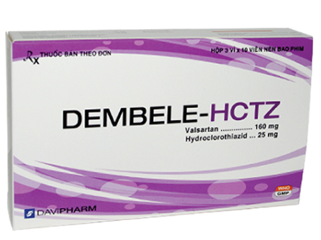 4626. Dembele-Hctz - (Valsartan 160mg + Hydroclorothiazid 25mg) - [Thùng 100 Hộp; Hộp 3 Vỉ; Vỉ 10 Viên] Davipharm - Việt Nam