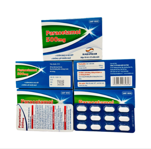 5007. Paracetamol 500Mg - (Paracetamol 500mg) - [Thùng 100 hộp; hộp 10 vỉ; vỉ 12 viên] Hà Tĩnh - Việt Nam