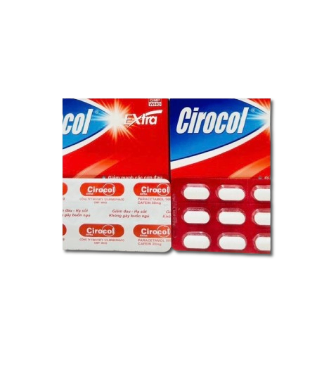 4936. Cirocol Extra - (Paracetamol 500mg + Caffeine 30mg) - [Thùng 100 hộp; hộp 15 vỉ; vỉ 12 viên] Armephaco - Việt Nam