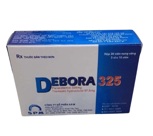 2736. Debora 325 - (Paracetamol 325mg + Tramadol HCl 37.5mg) - [Thùng 340 hộp; hộp 3 vỉ; vỉ 10 viên] Spm - Việt Nam