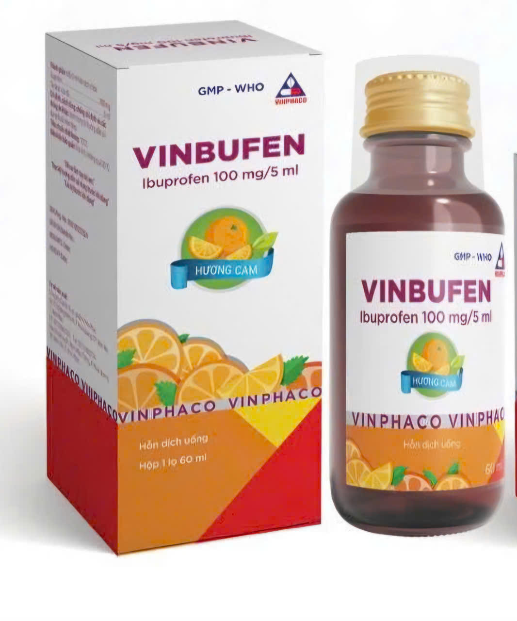 5126. Vinbufen - (Ibuprofen 100mg/5ml) - [Thùng 90 lọ; lọ 1 hộp; hộp 60 ml] Vinphaco - Việt Nam
