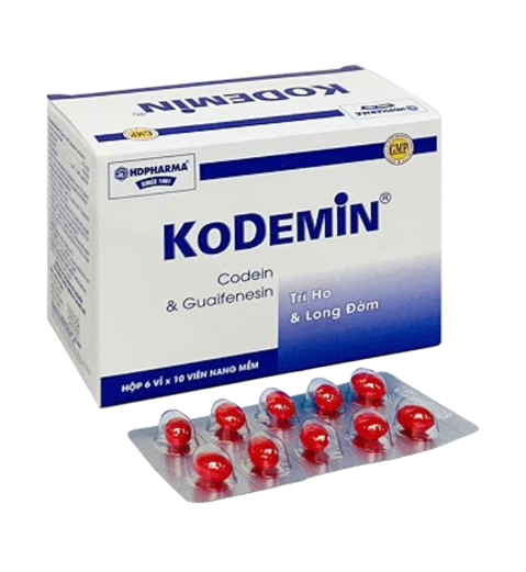 5109. Kodemin - (Codein phosphat 10mg + Guaifenesin 100mg) - [Thùng 120 Hộp; Hộp 6 Vỉ; Vỉ 10 Viên] Hải Dương - Việt Nam