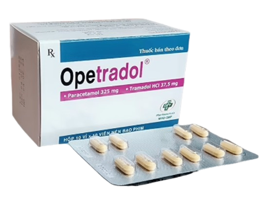 5184. Opetradol - (Paracetamol (Acetaminophen) 325mg + Tramadol 37.5mg) - [Thùng 84 hộp; hộp 10 vỉ; vỉ 10 viên] Opv - Việt Nam