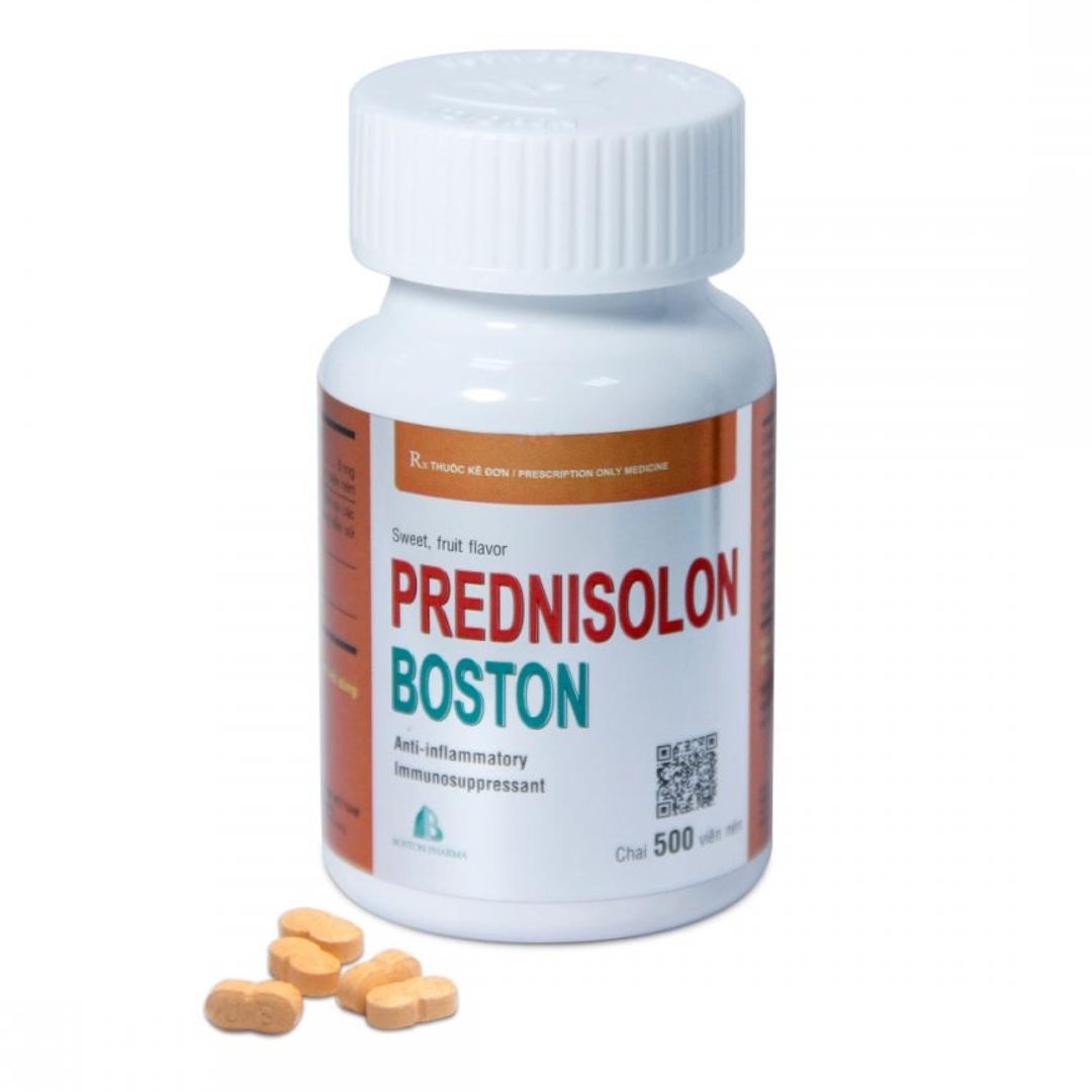 5217. Prednisolon 5Mg Mùi Cam - (Prednisolon 5mg) - [Thùng 120 Chai; Chai 500 Viên] Bostonpharma - Việt Nam