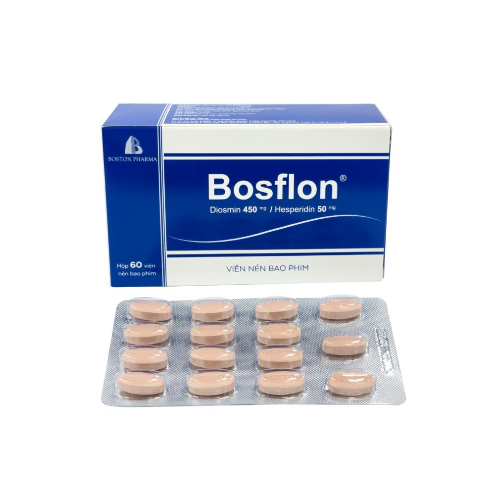 5271. Bosflon - (Diosmin 450mg 450mg + Hesperidin 50mg 50mg) - [Thùng 88 Hộp; Hộp 4 Vỉ; Vỉ 15 Viên] Bostonpharma - Việt Nam