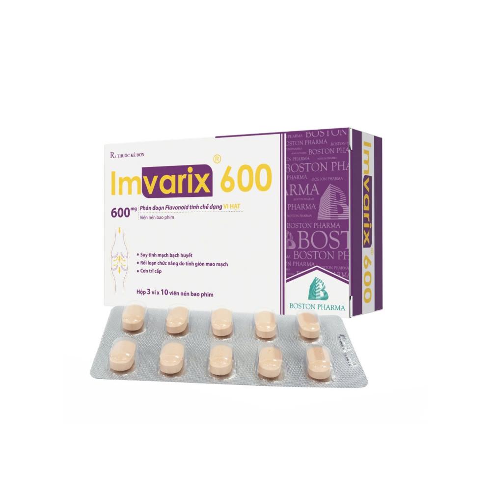5294. Imvarix 600 - (Diosmin 600mg) - [Thùng 81 Hộp; Hộp 3 Vỉ; Vỉ 10 Viên] Bostonpharma - Việt Nam