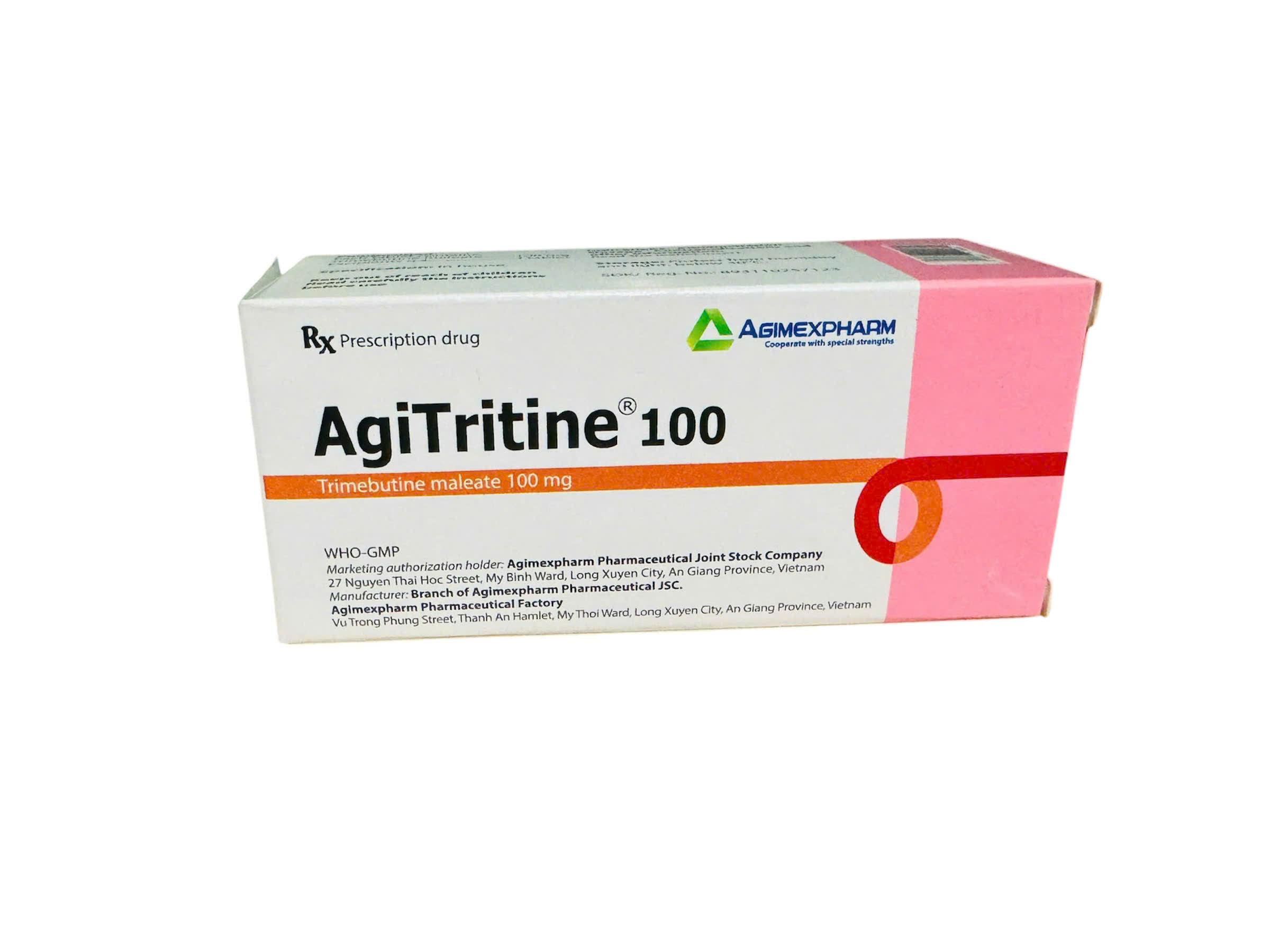 5349. Agitritine 100 - (Trimebutine 100mg) - [Thùng 240 Hộp; Hộp 6 Vỉ; Vỉ 10 Viên] Agimexpharm - Viêt Nam