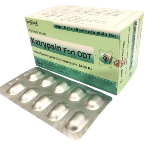 5403. Katrypsin Fort Odt (Alu-Alu) - (Alphachymotrypsin 8400IU) - [Thùng 126 hộp; hộp 10 vỉ; vỉ 10 viên] Khánh Hòa - Việt Nam
