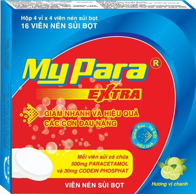 5408. (KSĐB) My Para Extra - (Paracetamol 500mg + Codein phosphat 30mg) - [Thùng 165 Hộp; Hộp 4 Vỉ; Vỉ 4 Viên] Spm - Việt Nam