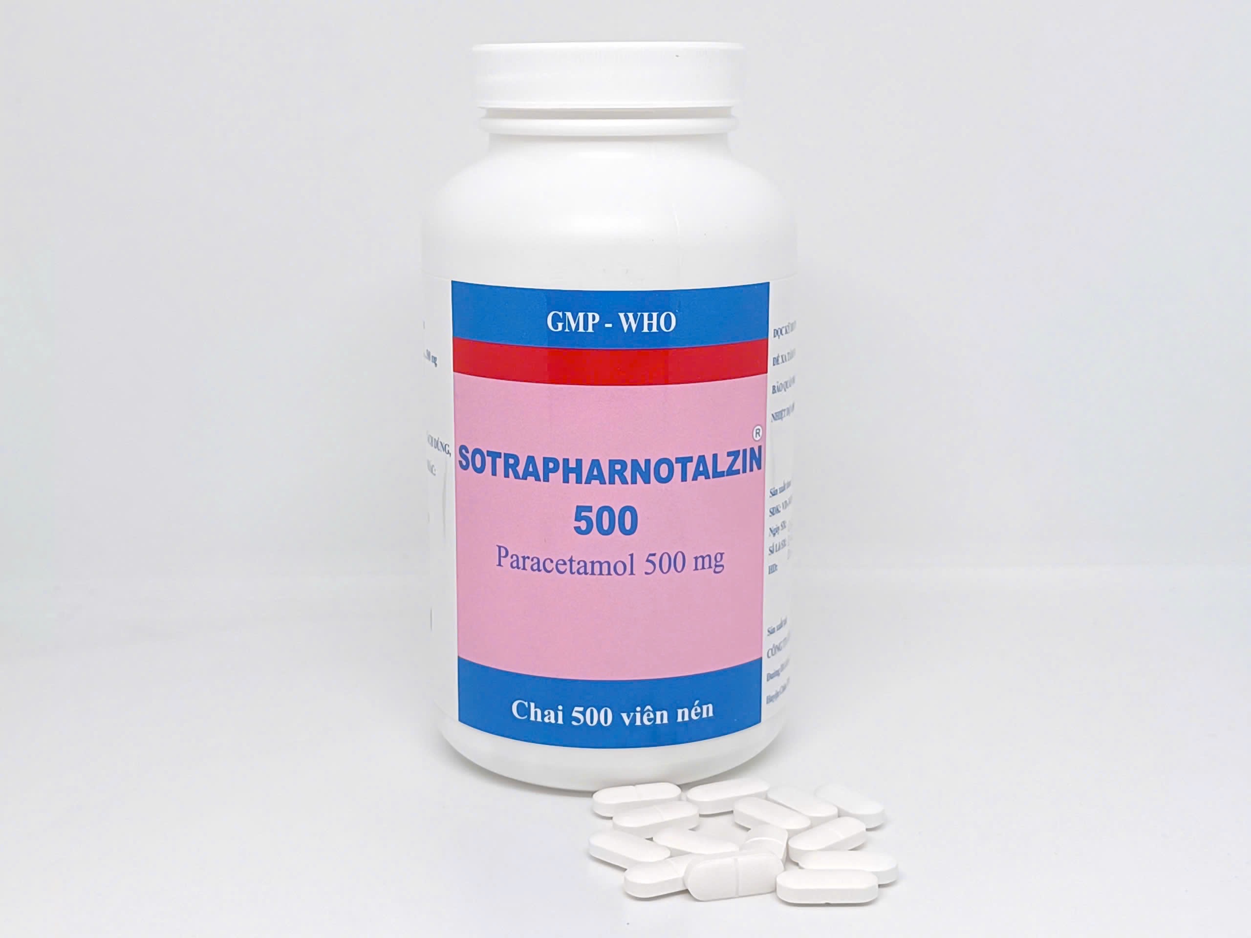 5443. Sotrapharnotalzin Vne - (Paracetamol 500mg) - [Thùng 19 chai; chai 500 viên] S.pharm - Việt Nam