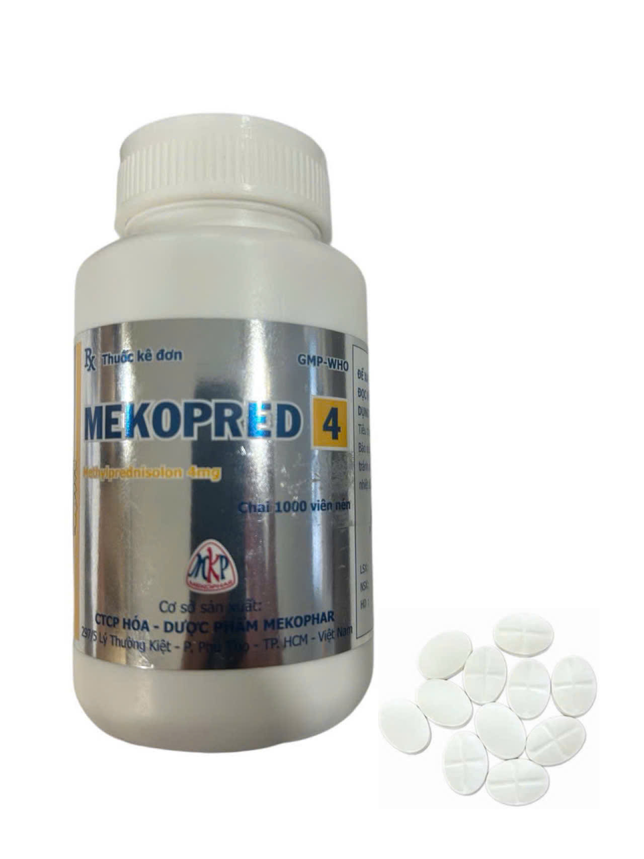 2936. Mekopred 4 - (Methylprednisolon 4mg) - [Thùng 80 chai; chai 1000 viên] Mekophar - Việt Nam