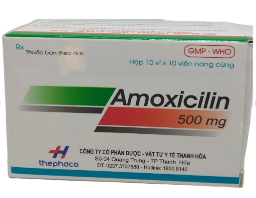 5448. Amoxicilin - (Amoxicillin 500mg) - [Thùng 100 hộp; hộp 10 vỉ; vỉ 10 viên] Thanh Hóa - Việt Nam