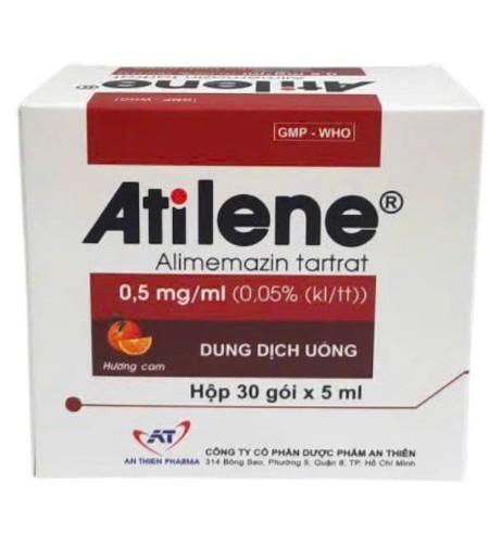 1761. Atilene - (Alimemazin tartrat 2.5mg/5ml) - [Thùng 84 hộp; hộp 30 gói; gói 5 ml] An Thiên - Việt Nam