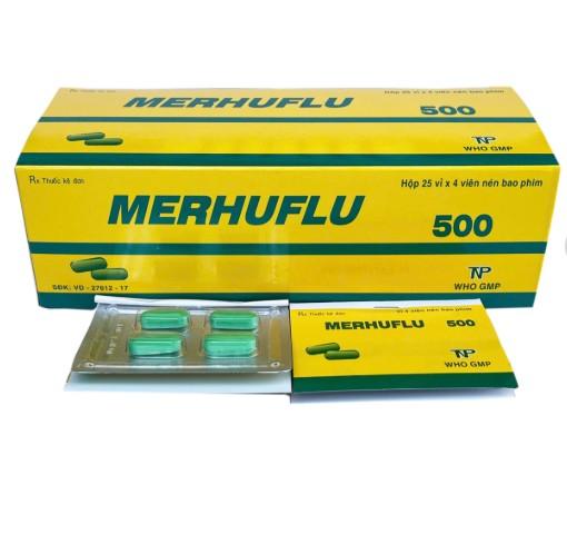 5520. MERHUFLU - (Paracetamol 500mg + Phenylepherine 5mg + Dextromethorphan HBr 15mg) - [Thùng 41 Hộp; Hộp 25 Vỉ; Vỉ 4 Viên] Thành Nam - Việt Nam