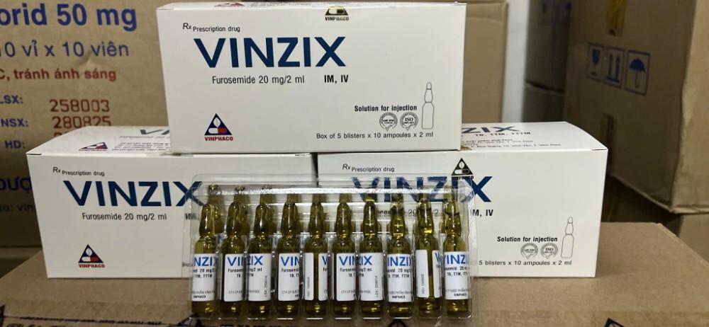 2353. Rx Vinzix - (Furosemid 20mg/2ml) - [Thùng 30 Hộp; Hộp 5 Vỉ; Vỉ 10 ống; ống 2 Ml] Vinphaco - Việt Nam