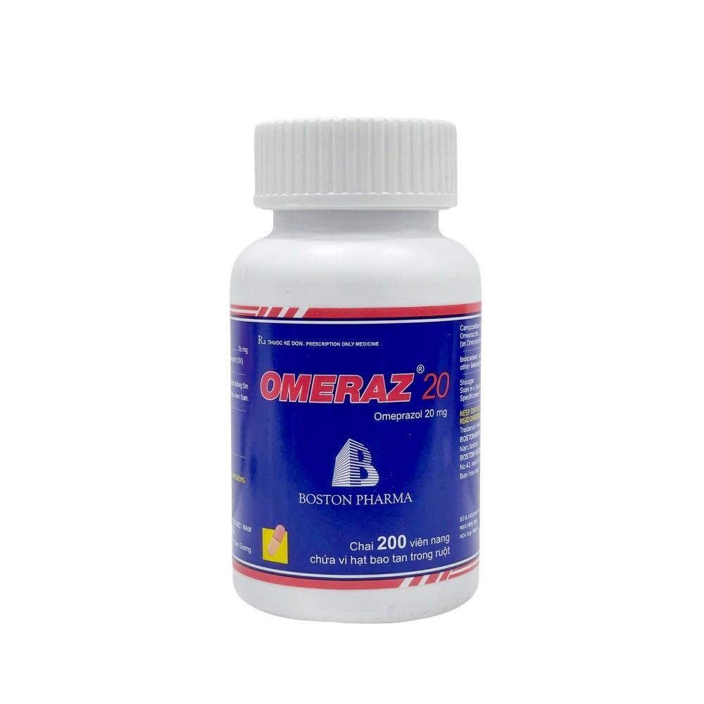 5628. Rx Omeraz 20 - (Omeprazol 20mg) - [Thùng 60 Chai; Chai 200 Viên] Bostonpharma - Việt Nam