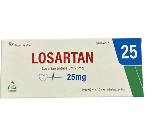 2808. Losartan 25Mg - (Losartan 25mg) - [Thùng 196 Hộp; Hộp 3 Vỉ; Vỉ 10 Viên] Trà Vinh - Việt Nam