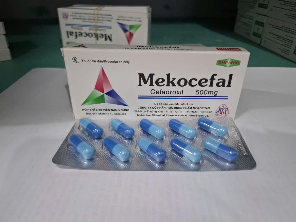 1432. Mekocefal 500 Vna - (Cefadroxil 500mg) - [Thùng 228 Hộp; Hộp 1 Vỉ; Vỉ 10 Viên] Mekophar - Việt Nam