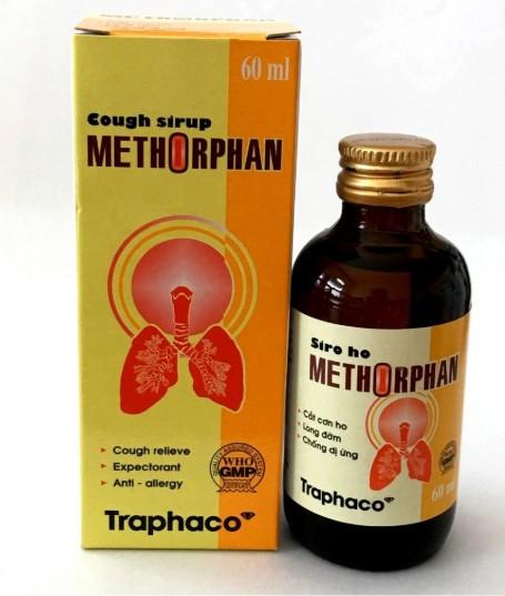 5558. Siro ho Methorphan - (Dextromethorphan 100mg + Guaifenesin 200mg + Clorpheniramin 26,7mg) - [Thùng 48 Hộp; Hộp 1 Chai; Chai 60 Ml] Traphaco - Việt Nam