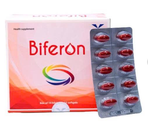 5552. Biferon H/100 - (Sắt Fumarat 100mg + acid folic 0.75mg + Cyanocobalamin 7.5mcg) - [Thùng 36 Hộp; Hộp 10 Vỉ; Vỉ 10 Viên] Bidiphar - Việt Nam