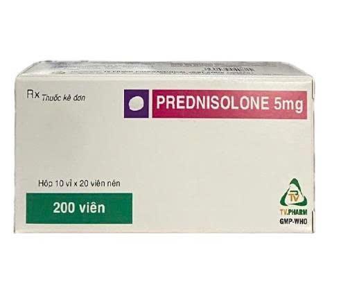 1414. Prednisolone 5Mg - (Prednisolone 5mg) - [Thùng 120 hộp; hộp 10 vỉ; vỉ 20 viên] Trà Vinh - Việt Nam