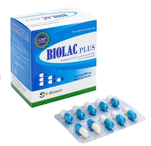 5667. Probiotics Biolac Plus - (Probiotics 10⁸ CFU + L-Lysine hydroclorid 15mg) - [Thùng 60 Hộp; Hộp 10 Vỉ; Vỉ 10 Viên] V.Biotech - Việt Nam