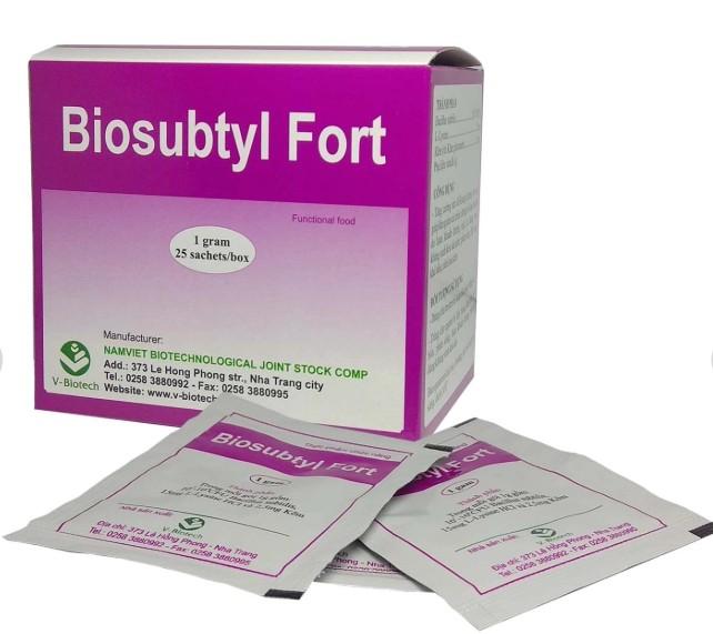 5669. Biosubtyl Fort - (Bacillus Subtilis 10^8 CFU) - [Thùng 50 Hộp; Hộp 25 Gói; Gói 1 G] V.Biotech - Việt Nam