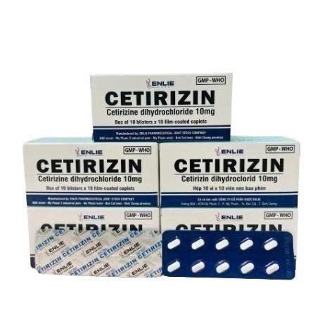 5677. Cetirizin - (Cetirizin dihydroclorid 10mg) - [Thùng 216 Hộp; Hộp 10 Vỉ; Vỉ 10 Viên] Enlie - Việt Nam