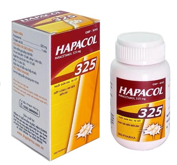 5689. Hapacol 325 - (Paracetamol 325mg) - [Thùng 240 Hộp; Hộp 1 Chai; Chai 100 Viên] Dhg Pharma - Việt Nam