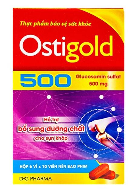 5703. Ostigold 500 - (Glucosamin sulfat 500 mg) - [Thùng 75 Hộp; Hộp 6 Vỉ; Vỉ 10 Viên] DHG Pharma - Việt Nam