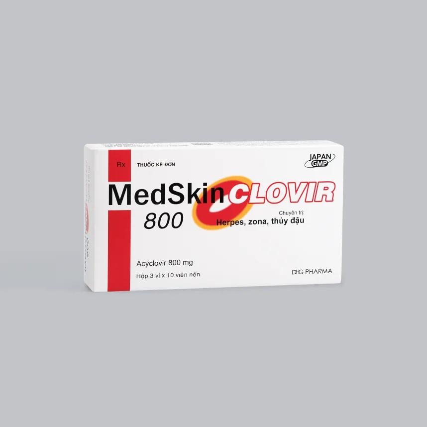 5717. Medskin Clovir 800 - (Acyclovir 800mg) - [Thùng 120 hộp; hộp 3 vỉ; vỉ 10 viên] Dhg Pharma - Việt Nam
