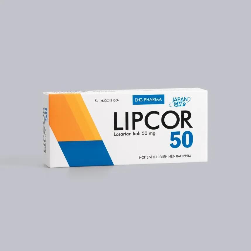 5715. Lipcor 50 - (Losartan kali 50mg) - [Thùng 224 hộp; hộp 3 vỉ; vỉ 10 viên] Dhg Pharma - Việt Nam