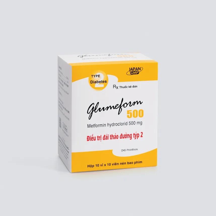 5728. Glumeform 500 - (Metformin hydroclorid 500 mg) - [Thùng 72 Hộp; Hộp 10 Vỉ; Vỉ 10 Viên] DHG Pharma - Việt Nam