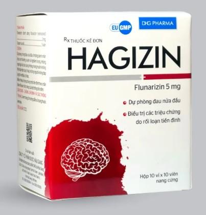 5769. Hagizin - (Flunarizin 5 mg) - [Thùng 75 Hộp; Hộp 10 Vỉ; Vỉ 10 Viên] DHG Pharma - Việt Nam