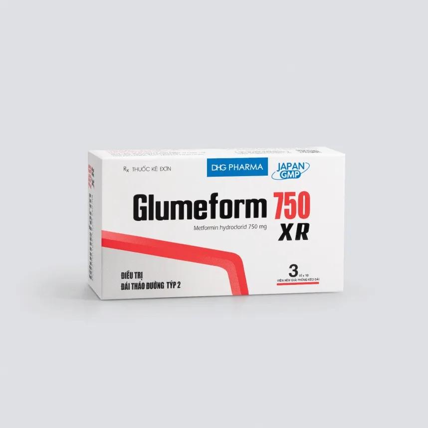 5775. GLUMEFORM 750 XR - (Metformin hydroclorid 750 mg) - [Thùng 165 Hộp; Hộp 3 Vỉ; Vỉ 10 Viên] DHG Pharma - Việt Nam