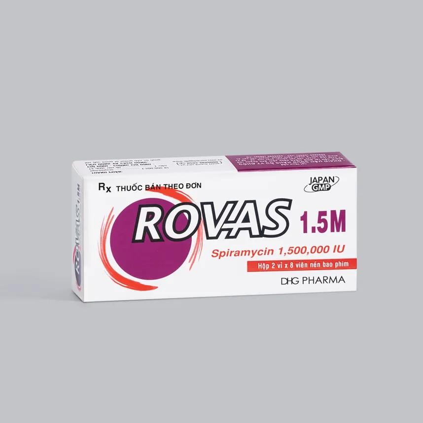 5776. Rovas 1,5M - (Spiramycin 500.000IU) - [Thùng 420 hộp; hộp 2 vỉ; vỉ 8 viên] Dhg Pharma - Việt Nam