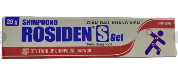 5779. Rosiden S 20G - (Piroxicam 200mg) - [Thùng 480 tuýp; tuýp 1 hộp; hộp 20 g] Shinpoong Daewoo - Việt Nam