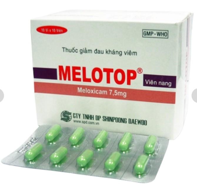 5785. Melotop - (Meloxicam 7.5mg) - [Thùng 120 Hộp; Hộp 10 Vỉ; Vỉ 10 Viên] Shinpoong Daewoo - Hàn Quốc