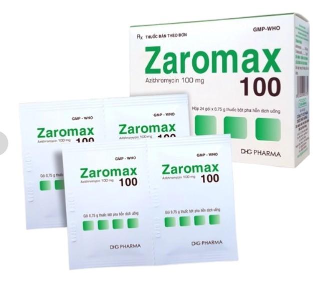 5797. Zaromax 100 - (Azithromycin 100mg) - [Thùng 144 hộp; hộp 24 g; g 1 gói] Dhg Pharma - Việt Nam
