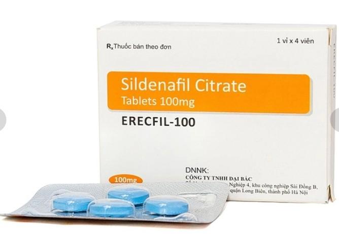 5807. Erecfil-100 - (Silldenafil Citrate 100mg) - [Thùng 500 Hộp; Hộp 1 Vỉ; Vỉ 4 Viên] Stallion Lab - Ấn Độ