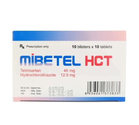 5812. MIBETEL HCT - (Telmisartan 40mg + Hydroclorothiazid 12,5mg) - [Thùng 100 hộp; Hộp 10 vỉ; Vỉ 10 viên] Hasan - Việt Nam