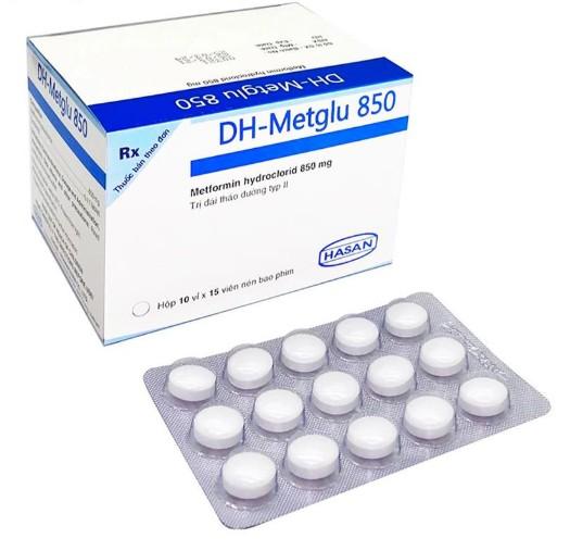 5815. DH-Metglu 850 - (Metformin hydroclorid 850mg) - [Thùng 100 Hộp; Hộp 10 vỉ; Vỉ 15 viên] Hasan - Việt Nam