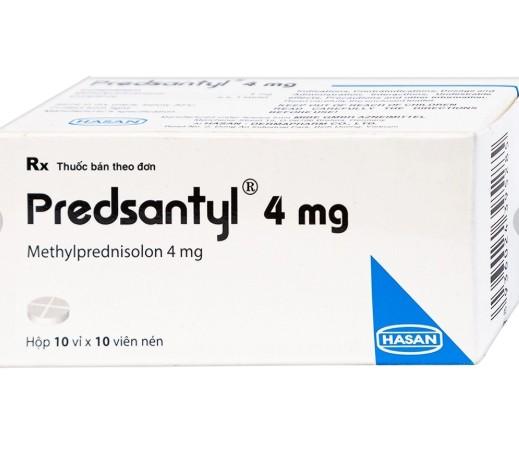 5818. PREDSANTYL 4mg - (Methylprednisolon 4mg) - [Thùng 100 hộp; hộp 10 vỉ; Vỉ 10 viên] Hasan - Việt Nam