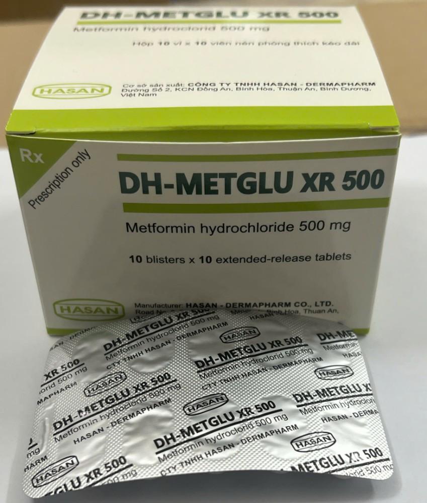 5814. DH-Metglu XR 500 - (Metformin hydroclorid 500mg) - [Thùng 100 Hộp; Hộp 10 Vỉ; Vỉ 10 Viên] Hasan - Việt Nam