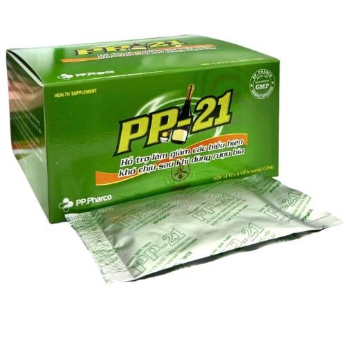 5612. Viên Giải Rượu Pp-21 - (Acid succinic 100mg + L-Glutamine 100mg + Dextrose anhydrous 75mg + Acid fumaric 37mg + Vitamin C 15mg + Vitamin B1 1mg) - [Thùng 50 Hộp; Hộp 14 Vỉ; Vỉ 4 viên] Pp.pharco - Việt Nam