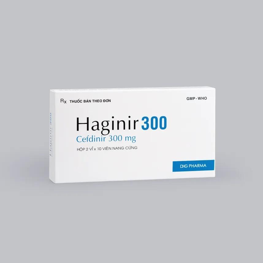 5825. Haginir 300 - (Cefdinir 300mg) - [Thùng 180 Hộp; Hộp 2 Vỉ; Vỉ 10 Viên] DHG Pharma - Việt Nam