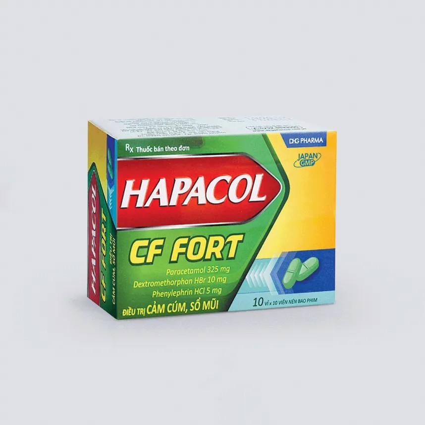 5833. Hapacol CF fort - (Paracetamol 325mg + Phenylephrin HCl 5mg + Dextromethorphan HB 10mg) - [Thùng 100 Hộp; Hộp 10 Vỉ; Vỉ 10 Viên] DHG Pharma - Việt Nam